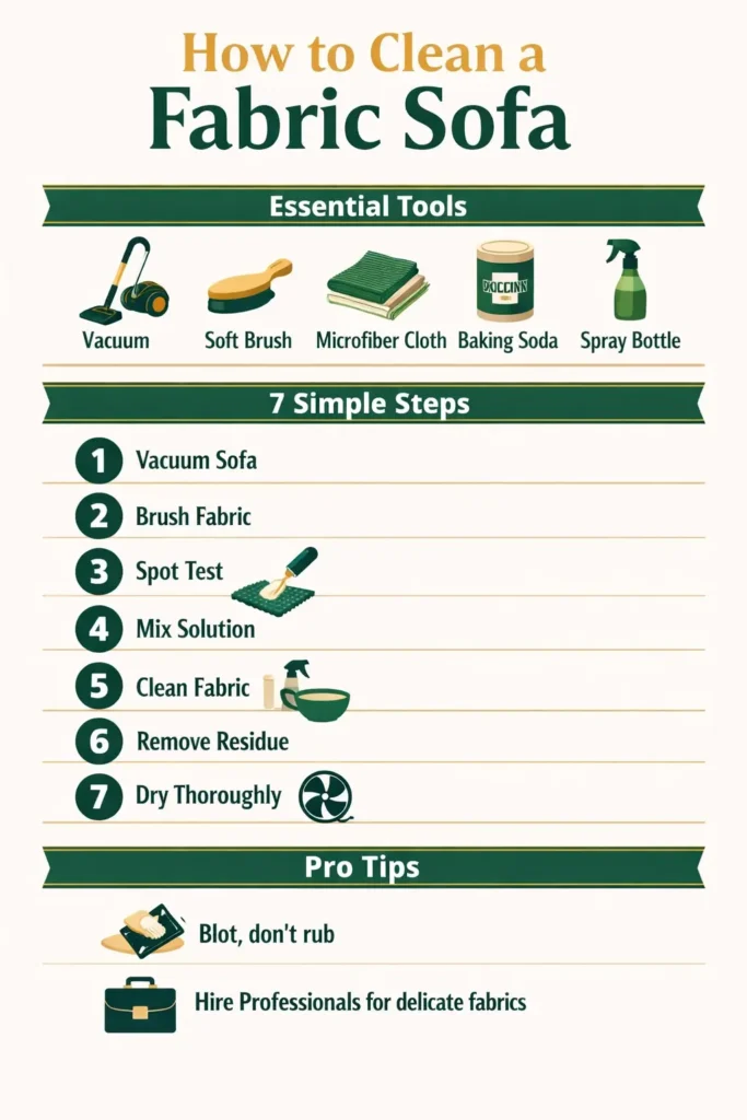 Essential tools to clean a fabric sofa
